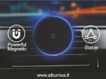 Belaidis automobilinis telefono įkroviklis su magnetiniu laikikliu ALBURNUS, 15W,  3A, juodos spalvos, tvirtinamas ventiliacijos grotelių angoje su metaliniu kabliuku.