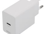 USB-C įkroviklis DELTACO Usbc-Ac146, 1 x USB-C, PD 20 W, kompelktacijoje su 1 m ilgio USB-C laidu, baltos sp.