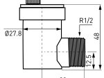 Automatinis nuorintojas FERRO, 1/2", su uždarymo vožtuvu, kampinis, chromo sp., O15ASB2