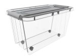 Daiktadėžė PLAST TEAM Pro Box, su dangčiu ir ratukais, skaidri, 39,5 x 39 x 72,5 cm, 70 l