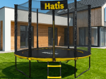 Batutas HATIS, juodomis kojomis su kopėtėlėm ir apsauginiu tinklu, skersmuo 2,44 m, apkrova iki 100kg