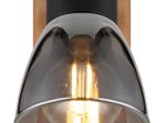 Kryptinis šviestuvas GLOBO Claude, E14, 1 x 40W, 230V, su jung., juodos matinės sp. metalas, tamsiai rudas medis, dūmų sp. Stiklas, 70x140x155mm, 54307-1W