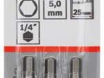 Šešiabriaunis antgalis BOSCH, l=25mm 5,0 mm, Extra Hart, 3 vnt