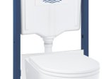 Klozeto komplektas GROHE START ROUND, komplekte rėmas Solido 5in1 113 cm, pakabinamas klozetas, be nuplovimo lanko, tvirtinimai, matinis juodas mygtukas Even, 3/6L, 103847SH00