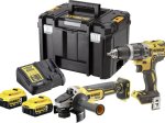 Akumuliatorinis suktuvas ir kampinis šlifuoklis DEWALT, DCK2020P2T-QW, 18 V, 2 x 5,0 Ah akumuliatoriai, kroviklis, lagamine