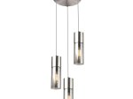 Pakabinamas šviestuvas GLOBO Annika, E27, 3 x 25W, 230V, matinio nikelio sp. metalas, stiklas, tekstilinis juodai baltas kabelis, 300 x 1500 mm, 21000-3HN