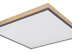Lubinis LED šviestuvas GLOBO Doro, 36W, 230V, 3800 lm, 3000K, MDF medžio išvaizda, rėmas ažuolo, aliuminio grafito sp., 590 x 590 x 65 mm, 416080WD3.