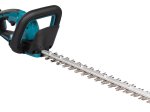 Akumuliatorinės gyvatvorių žirklės MAKITA DUH506Z, 18 V, darbinis plotis 50 cm, bešepetėlinis variklis, svoris 2,8 kg. Be akumuliatorių ir pakrovėjo.