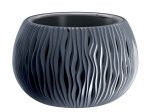 Plastikinis lauko vazonas SANDY BOWL, antracito spalvos, vazono skersmuo 29 cm.