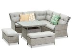 Lauko baldų komplektas NOVELLY HOME Ratan HL-6S-23013, kampinė sofa, 2 suoleliai, stalas, spl. pilka