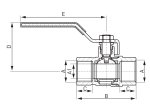Rutulinis ventilis dujoms FERRO G18, 1/2", ilga rankena, vidus/vidus, KGS1