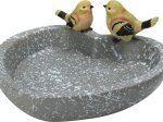 Sodo dekoracija PAUKŠČIAI, paukščių girdykla, širdies formos, pilkos sp., 25,4 x 25,4 x 10,5 cm.