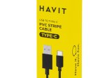 USB-A-Type C laidas HAVIT M.CUBE 8710, 0,5 GB/s, 2,0A, 1m, juodos spalvos
