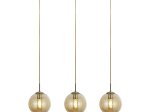 Pakabinamas šviestuvas SEARCHLIGHT Balls, 3LT, E27, 3x60W, AXPxG 150x860x20 cm, antikinio žalvario sp. ir gintaro sp. stiklas, 1623-3AM