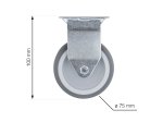 Ratukas WALTECO, diametras 75 mm, su plokštele, fiksuotas, apkrova 60 kg