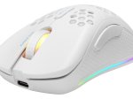 Belaidė žaidimų pelė DELTACO GAMING GAM-120-W, 70g svorio, RGB, SPCP6651, 400-6400 DPI, 1000 Hz, baltos sp.