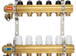 Žalvarinis grindinio šildymo kolektorius FERRO, RZP 1″ su srauto matuokliais ir termostatiniais vožtuvais, 4 žiedų, RZP04S
