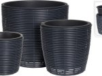 Lauko vazonas, pintas, juodos sp., 25 x 25 x 23 cm.