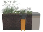 Trapas ACO, 20x20cm, iš ABS plastiko, juodas, su vert. 110mm ištekėjimu, 1,4 l/s, A15, 310094