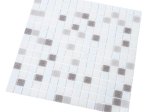 Stiklo mozaika MONA MOSAICS Ha204, 327 x 327 x 4 mm, spl. balta/pilka