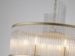 Pakabinamas šviestuvas SEARCHLIGHT Lara, E14, 6 x 60W, 230V, auksinis metalas su skaidriais stikliniais strypais, 550 x 550 x 580 mm, maksimalus aukštis 1500 mm, 11600-6GO