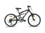 Vaikiškas kalnų dviratis SESTRIERE MTB, dydis 20", 6 pavaros, shimano, pilna amortizacija, juoda