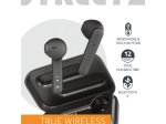Įkraunamos belaidės ausinės STREETZ TWS-104, Bluetooth 5, įkrovimo dėklas 500 mAh, matinės juodos sp.