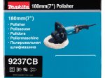 Elektrinis poliruoklis MAKITA 9237CB, galia 1200 W, 180 mm, 0-600/3200 min-1, 3,4 kg