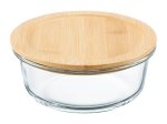 Produktų laikymo indas AMBITION Natural, su bambuko dangteliu, apvalios formos, 600 ml