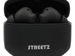 Įkraunamos belaidės ausinės STREETZ TWS-116, Bluetooth 5.1, įkrovimo dėklas 500 mAh, juodos sp.