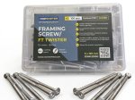 Konstrukciniai medsraigčiai FASTSHIFTER FT TWISTER, 6 x 120 mm, A2 nerūd. plieno, vaškuoti, 100 vnt., TORX30