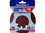 Šlifavimo diskas SPECIALIST+, su skylėmis, P40, 125 mm, 5 vnt.