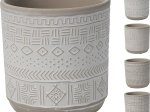 Kambarinis keraminis vazonas, 4 skirtingi dizainai, pilkos sp., 11 x 11 x 11,5 cm.