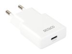 Telefono įkroviklis DELTACO USBC-AC156, 1xUSB-C, 30W, plonas, baltos sp.