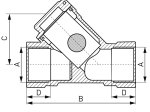Dujų filtras-purvarinkis FERRO G41, DN232, 1 1/4", vidud/vidus, F4G