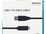 Įkrovimo laidas DELTACO USBC-1005M, USB Type-C - USB Type-A, 1,5 m, juodos sp.
