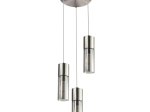 Pakabinamas šviestuvas GLOBO Annika, E27, 3 x 25W, 230V, matinio nikelio sp. metalas, stiklas, tekstilinis juodai baltas kabelis, 300 x 1500 mm, 21000-3HN