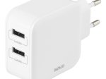 Sieninis įkroviklis DELTACO USB-AC175, 2x USB-A 2,4 A, iš viso 24 W, baltos sp.