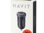 Automobilinis įkroviklis HAVIT DOT 2043,  12-24 V,  1x USB Type C,  1x USB-A,  juodos sp.