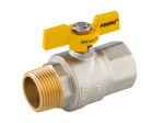 Rutulinis ventilis dujoms FERRO G61, 1/2", trumpa rankena, vidus/išorė, KGMN11