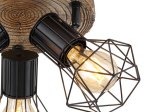 Kryptinis šviestuvas GLOBO Priska, E27, 3 x 60W, 230V, metalinis, su medžiu, juodos sp., 300 x 300 x 300 mm, 54017W-3