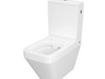 Klozetas CERSANIT Bona, pastatomas, be nuplovimo lanko, horizontalus nubėgimas, su plonu, lėtai nusileidžiančiu dangčiu, be bakelio, K114-022