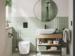 Klozeto komplektas GROHE START ROUND, komplekte rėmas Solido 5in1 113 cm, pakabinamas klozetas, be nuplovimo lanko, tvirtinimai, matinis juodas mygtukas Even, 3/6L, 103847SH00