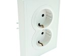 Kištukinis lizdas TOPE Bora, 2 vietų, įleidžiamas, baltos sp., su įžeminimu, 16 A, 250 V, 500900017