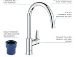 Plautuvės maišytuvas GROHE QUICKFIX START EDGE, su C-formos snapu ir ištraukiamu dušeliu, 360° pasukimo kampu, chromo spalva, 30550000