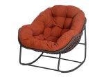 Supamas krėslas 4LIVING, juodo plieno/pinto plastiko rėmas, oranžinė pagalvė, iki 110 kg