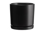Kambarinis keraminis vazonas 4Living Tapiola, su pritvirtinta lėkštute, matinės juodos sp., 15 x 15 x 15 cm.