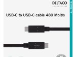 Įkrovimo laidas DELTACO USBC-2001M, USB Type C,  1 m, juodos sp.