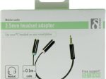 Adapteris DELTACO Aud-201, 3.5 mm 4pin M - 2 x 3.5 mm 3pin F, 0,1 m, lankstus, juodos sp.