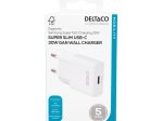 Telefono įkroviklis DELTACO USBC-AC156, 1xUSB-C, 30W, plonas, baltos sp.